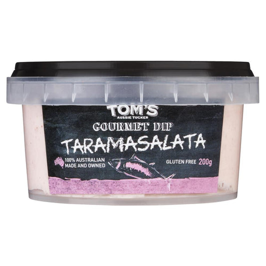 Tom's Aussie Tucker Gourmet Dip Taramasalata 200g , Frdg1-Antipasti - HFM, Harris Farm Markets
 - 1