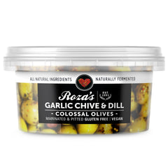 Roza's Gourmet - Colossal Olives - Garlic Chive & Dill | Harris Farm Online
