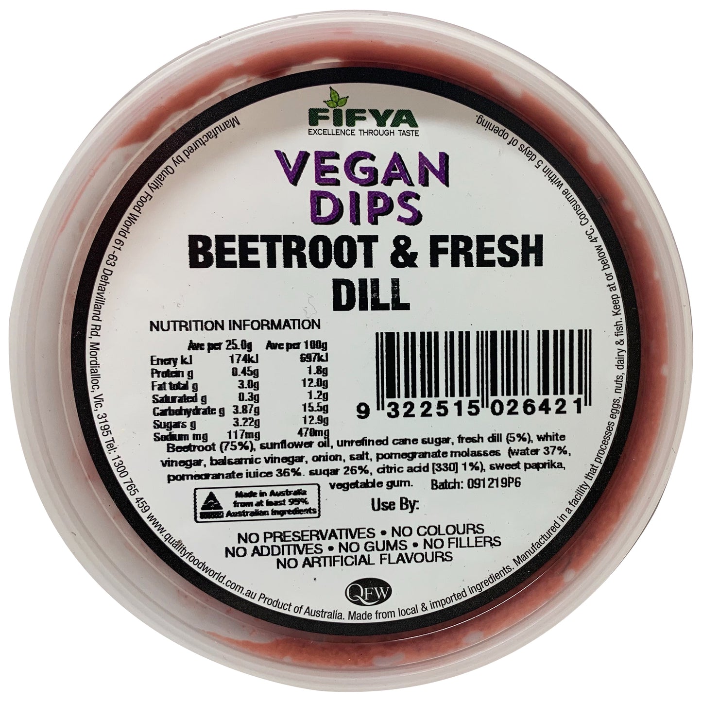Fifya Vegan Dips Beetroot and Fresh Dill 250g