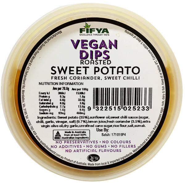 Fifya Vegan Dips Roasted Sweet Potato Coriander and Sweet Chilli 250g