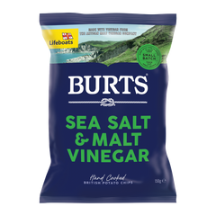 Burts Hand Cooked Potato Chips Sea Salt and Malt Vinegar 150g