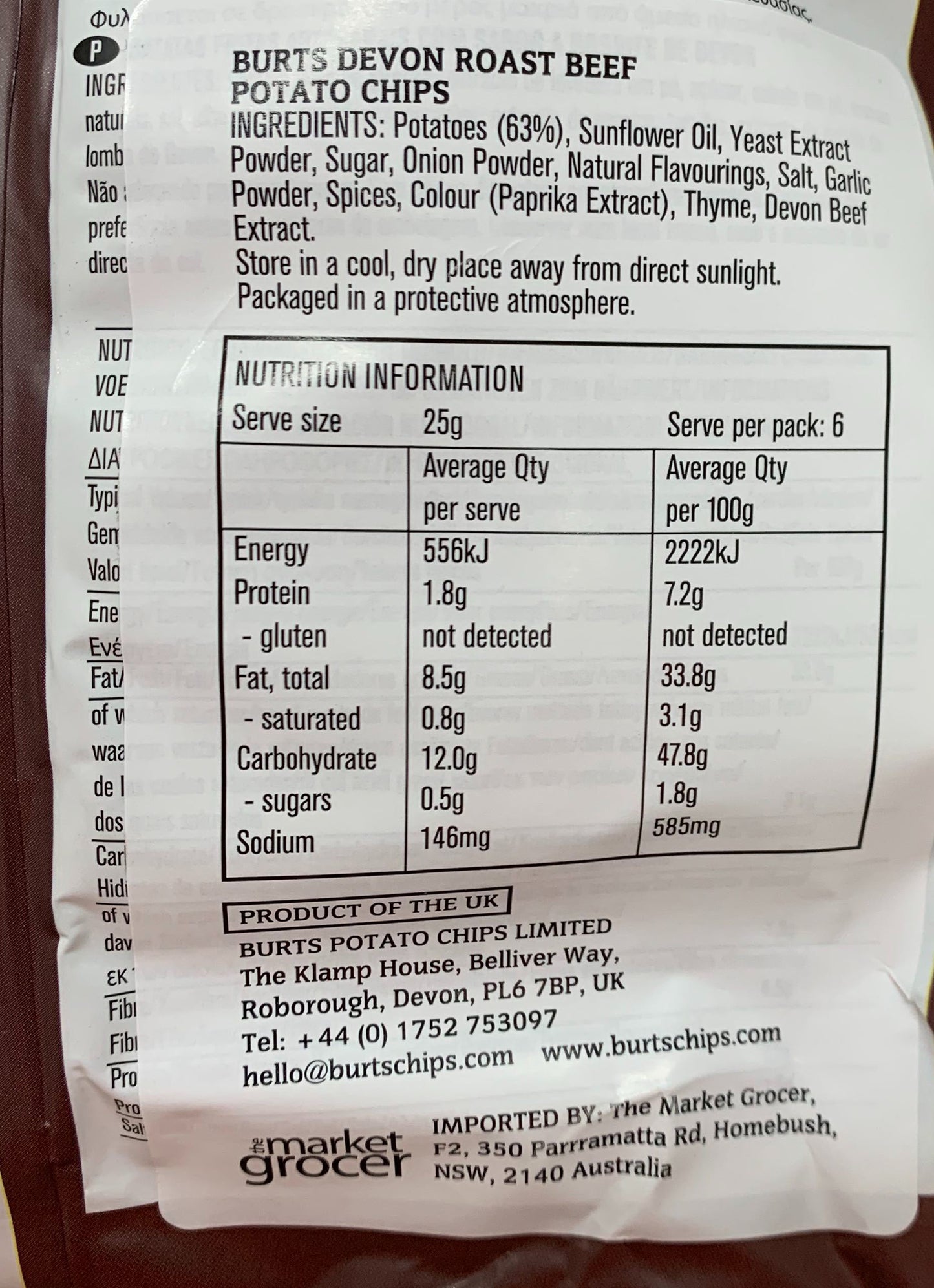 Burts Hand Cooked Potato Chips Devon Roast Beef 150g