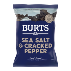 Burts Hand Cooked Potato Chips Sea Salt and Cracked Pepper 150g