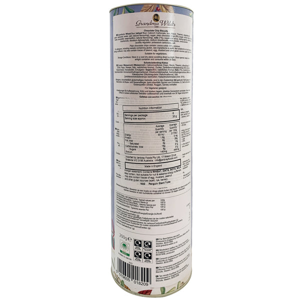 Grandma Wild Chocolate Chip Biscuits Penguin Tube | Harris Farm Online
