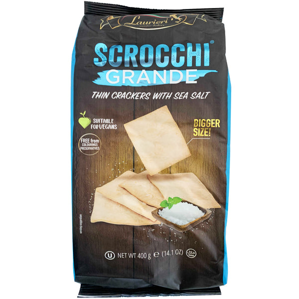 Laurieri Scrocchi Grande Thin Crackers with Sea Salt | Harris Farm Online