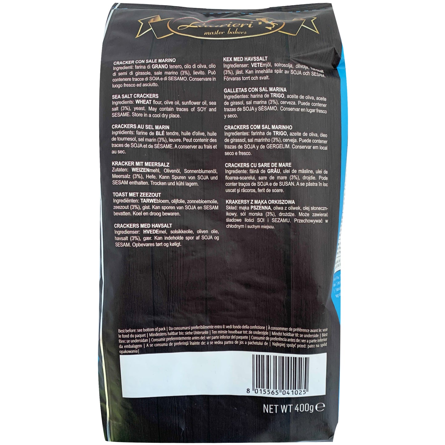 Laurieri Scrocchi Grande Thin Crackers with Sea Salt | Harris Farm Online