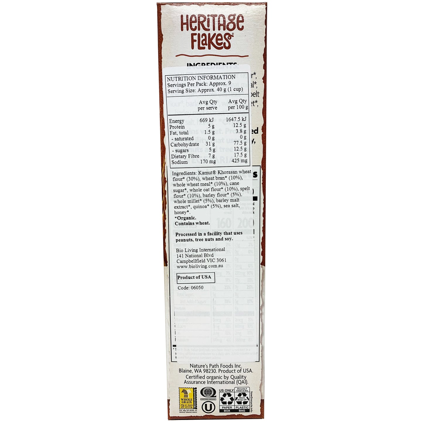 Natures Path Organic Heritage Flakes 375g