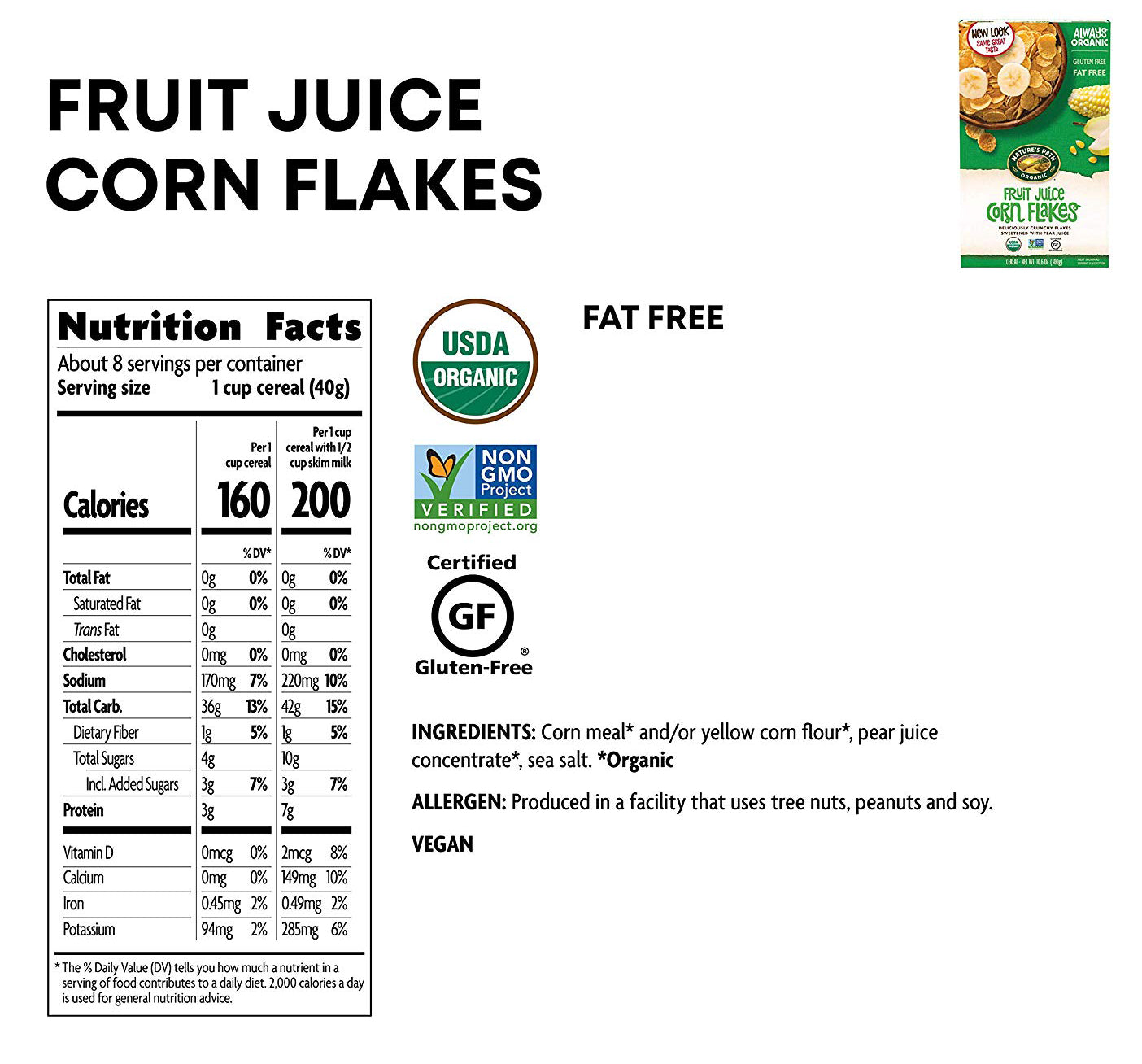 Natures Path Organic Fruit Juice Corn Flakes 300g