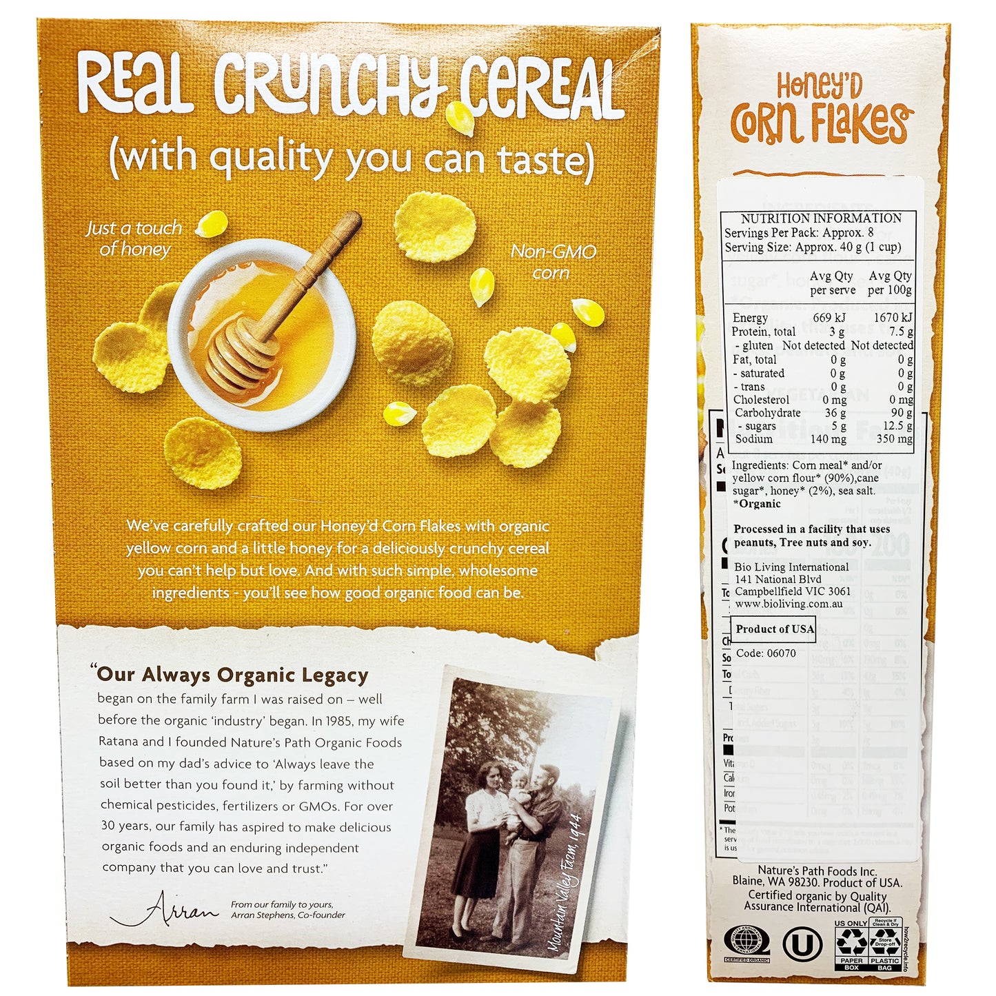 Natures Path Organic Gluten Free Honey'D Corn Flakes 300g