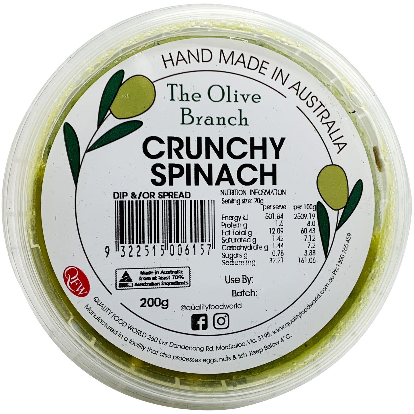 Olive Branch Crunchy Spinach Dip 200g