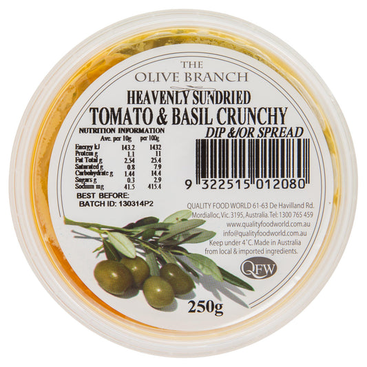 Olive Branch Heavenly Sundried Tomato and Basil Crunchy 250g , Frdg1-Antipasti - HFM, Harris Farm Markets
 - 1