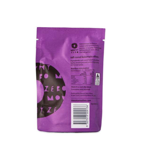 Mount Zero Olives Salt Cured Kalamata Olives 80g | Harris Farm Online