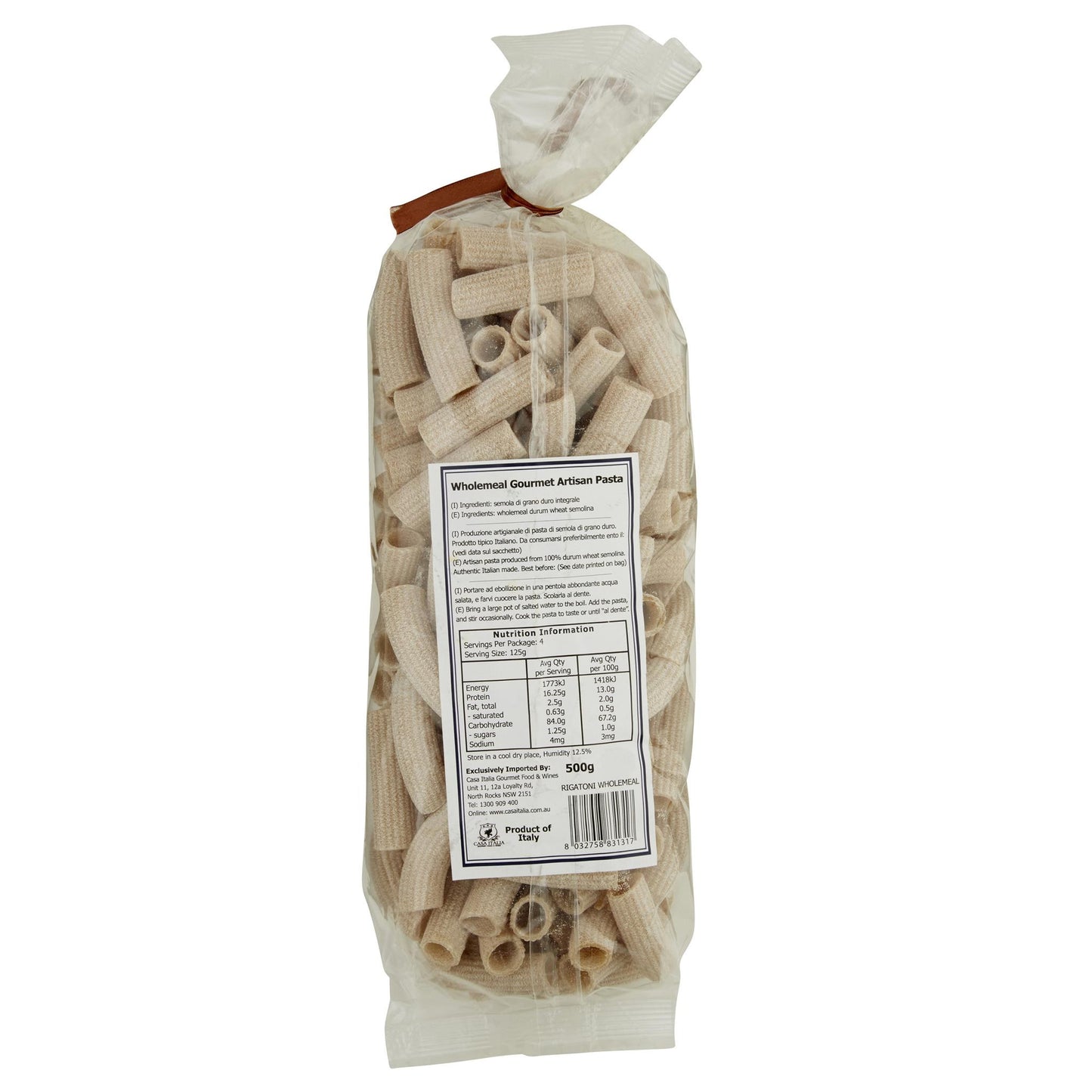 Pastificio Rigatoni Wholemeal 500g , Grocery-Pasta - HFM, Harris Farm Markets
 - 2