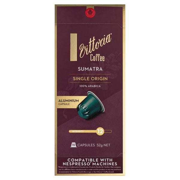 Vittoria Single Origin Sumatra Nespresso Compatible Coffee 10 Capsules | Harris Farm Online