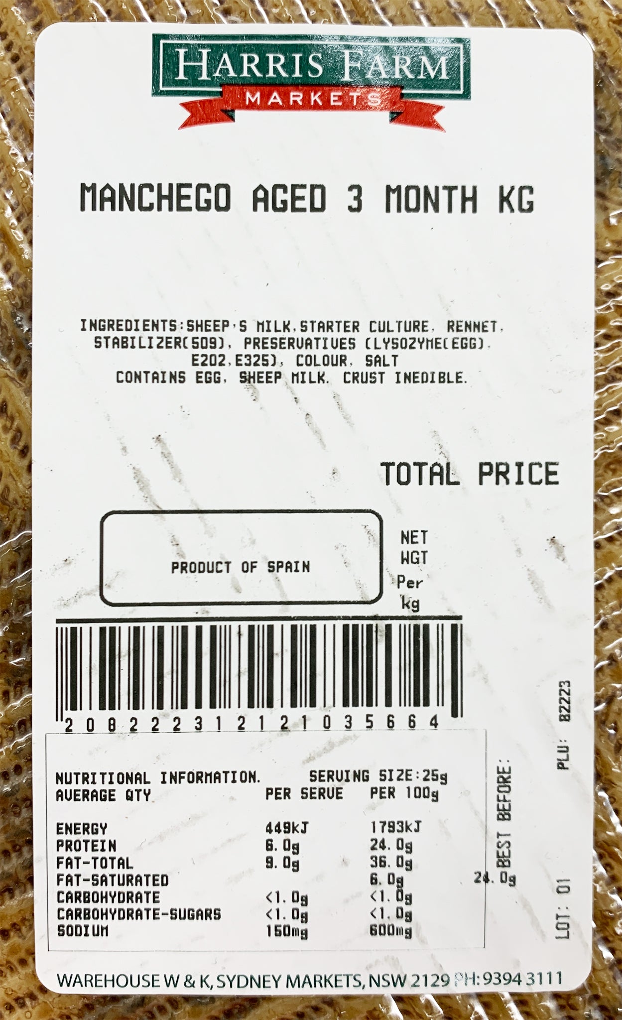 Manchego Aged 3 Months Whole Wheel 3.4kg-3.8kg