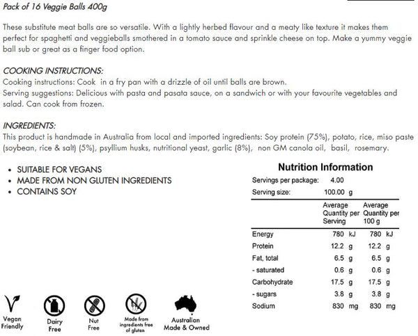 Suzy Spoon's Veggie Balls 400g