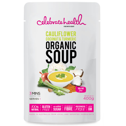 Celebrate Health Cauliflower, Coconut and Turmeric Organic Soup 400g