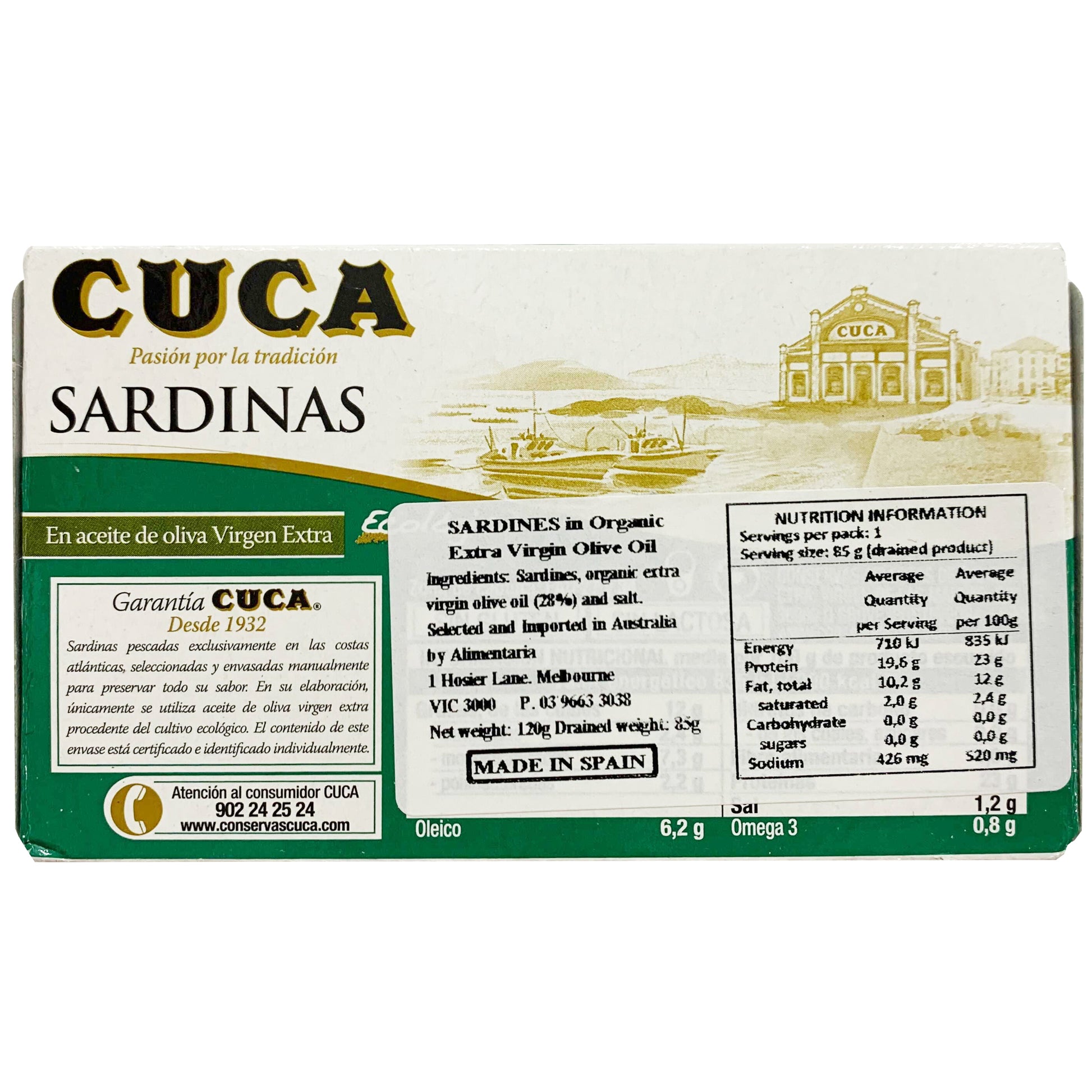 Cuca Sardines in Organic Olive Oil | Harris Farm Online