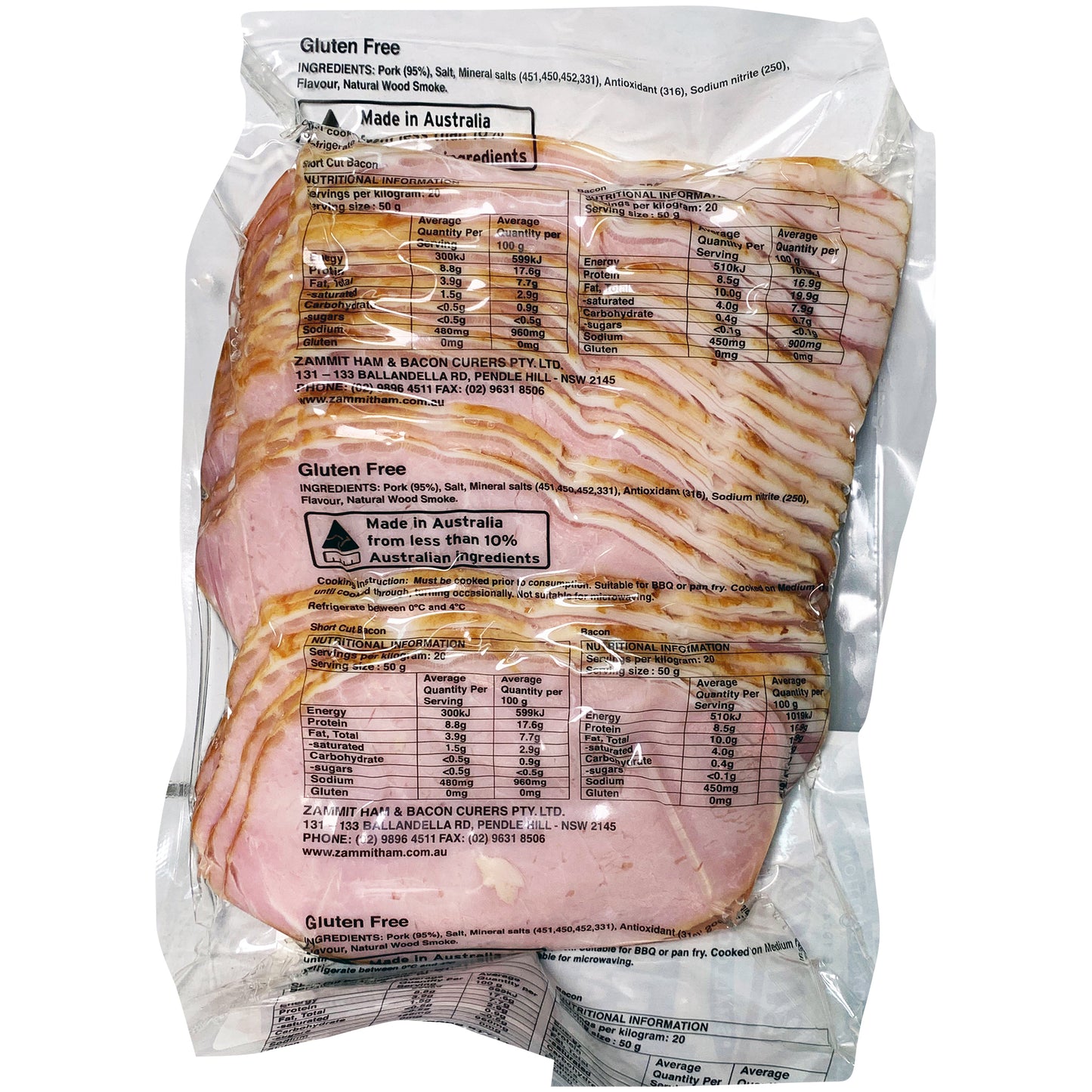 Zammit Premium Shortcut Bacon 500g