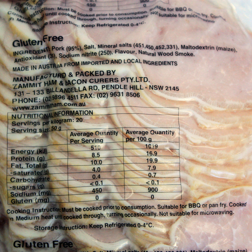 Bacon Short Cut 750g Zammit , Frdg4-Deli - HFM, Harris Farm Markets
 - 2