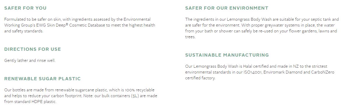 Ecostore Bondy Wash Lemongrass 400ml