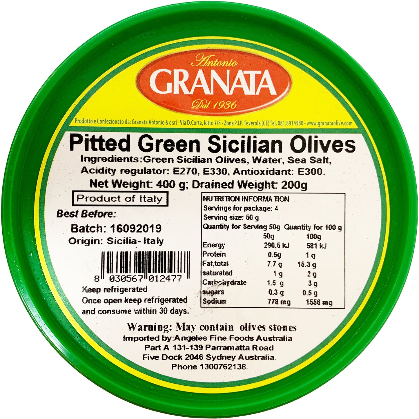 Antonio Granata - Pitted Green Sicilian Olives | Harris Farm Online