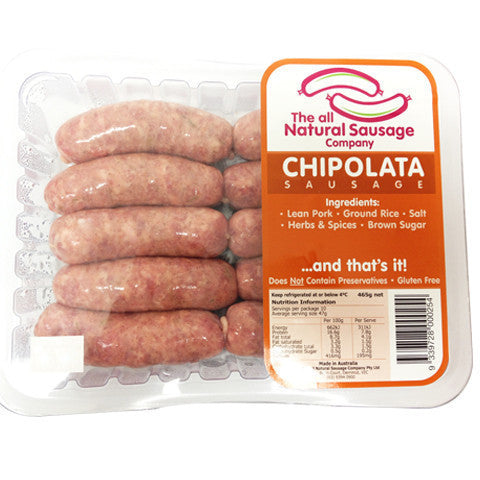 Sausages Chipolata All Natural Sausage Company min 465g , Frdg5-Meat - HFM, Harris Farm Markets
