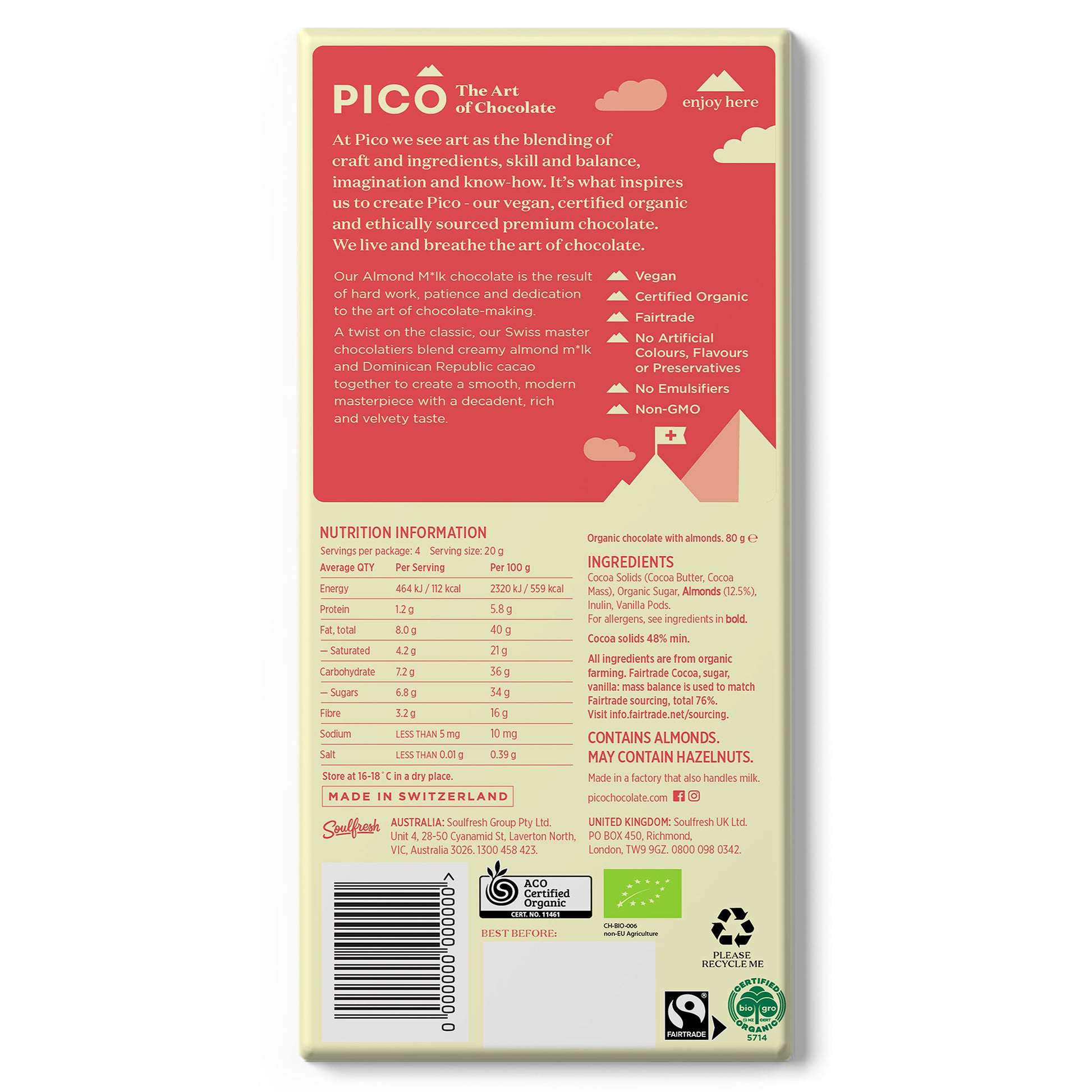 Pico Almond Milk Chocolate | Harris Farm Online