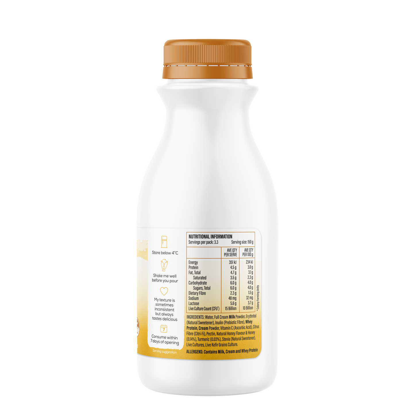 Babushka Yoghurt Probiotic Kefir Milk and Honey 500g