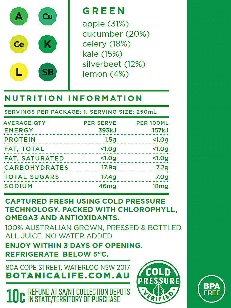 Botanica - Juice Cold Pressed - Green (250mL)