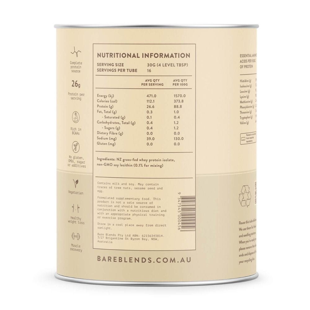 Bare Blends Whey Protein Isolate | Harris Farm Online