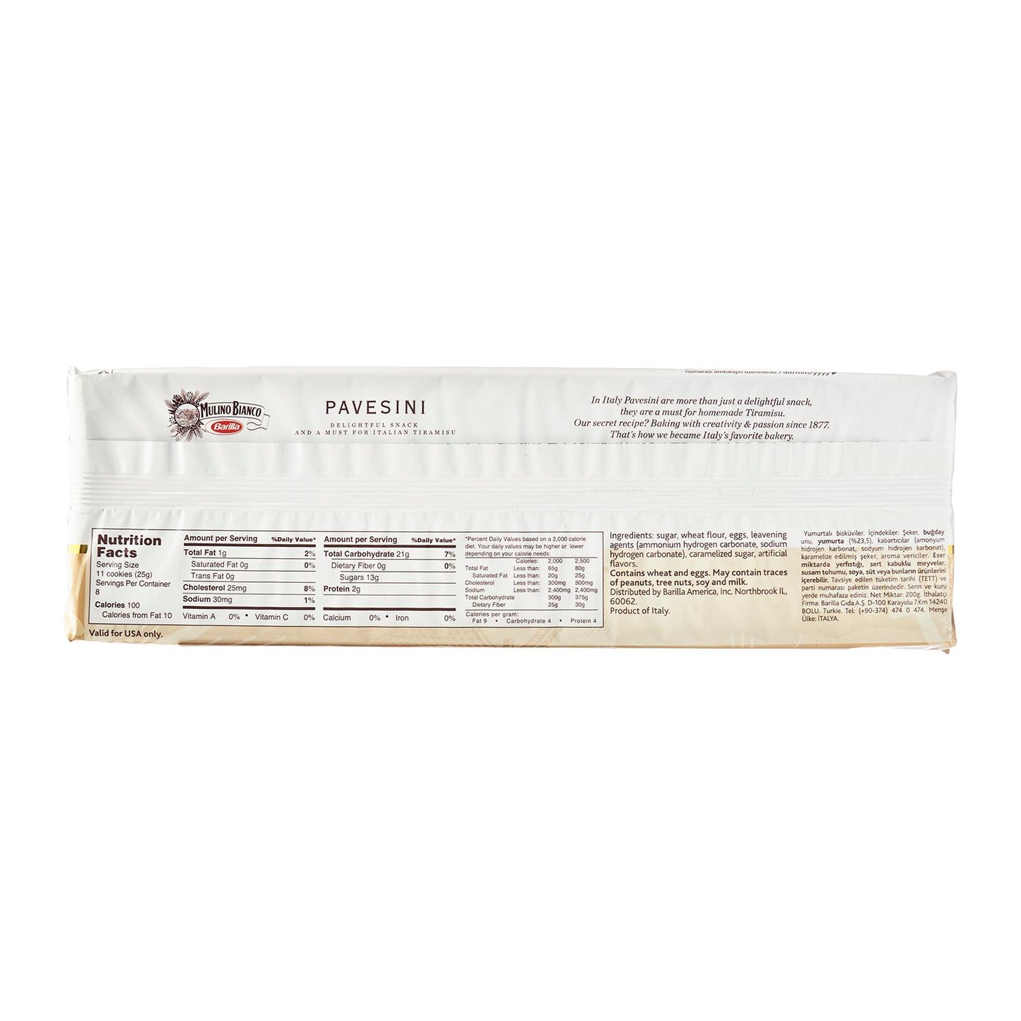 Barilla Mulino Bianco - Biscuits Pavesini - Snack Cookies (200g)