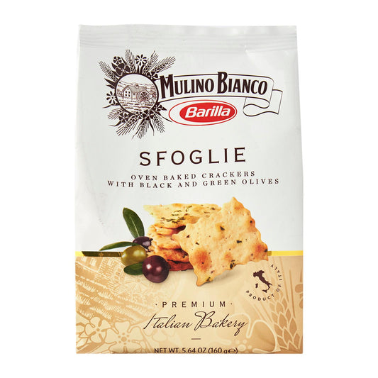 Barilla Mulino Bianco - Biscuits Sfoglie - Crackers with Black & Green Olives (160g)