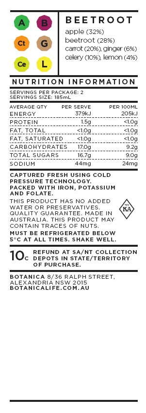 Botanica Cold Pressed Beetroot Blend 370mL , Frdg1-Drinks - HFM, Harris Farm Markets
 - 2