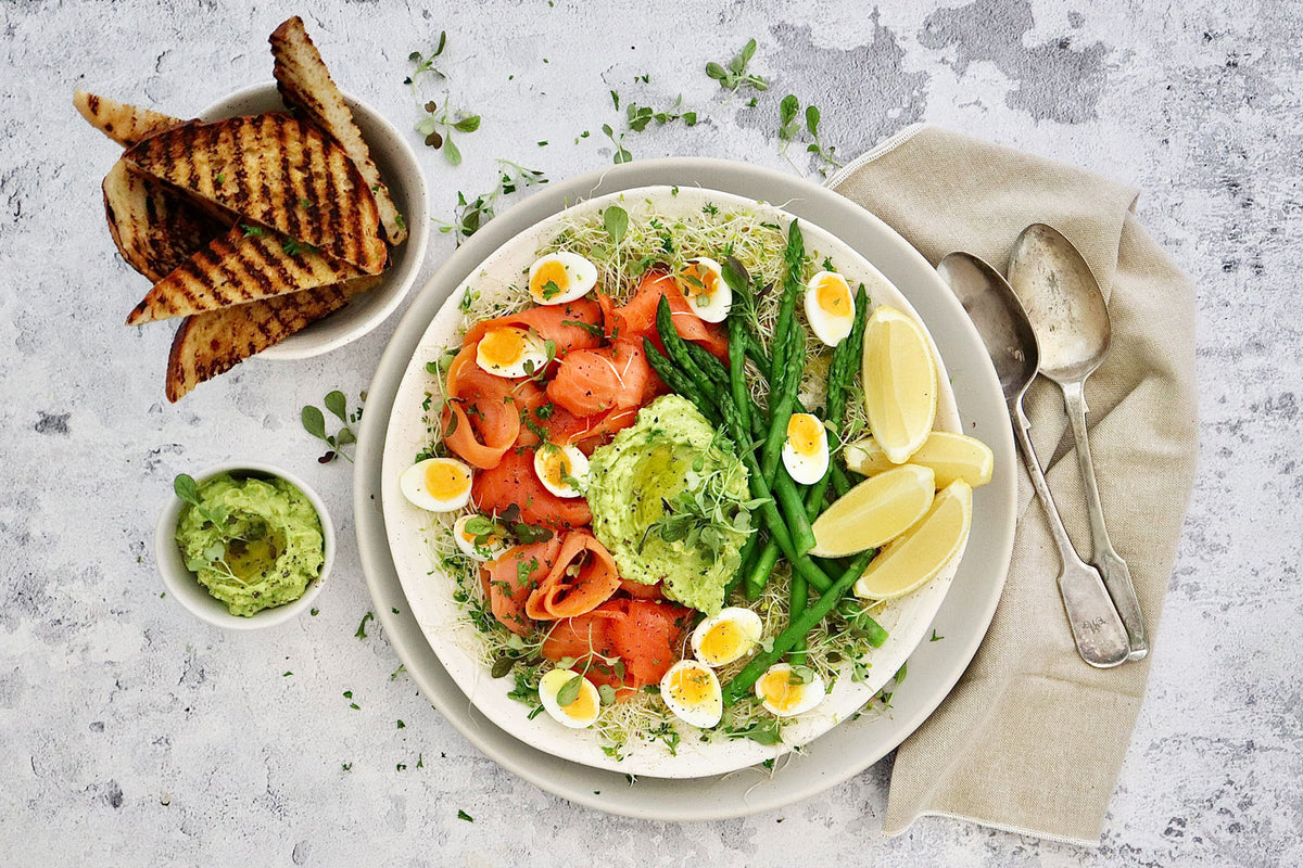 Smoked Salmon - with Horseradish Avocado Mash and Soft Boiled Quail Eggs | Harris Farm Online