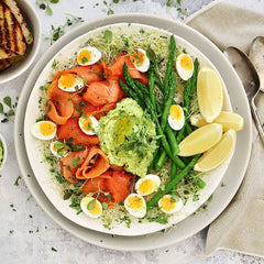 Smoked Salmon - with Horseradish Avocado Mash and Soft Boiled Quail Eggs | Harris Farm Online