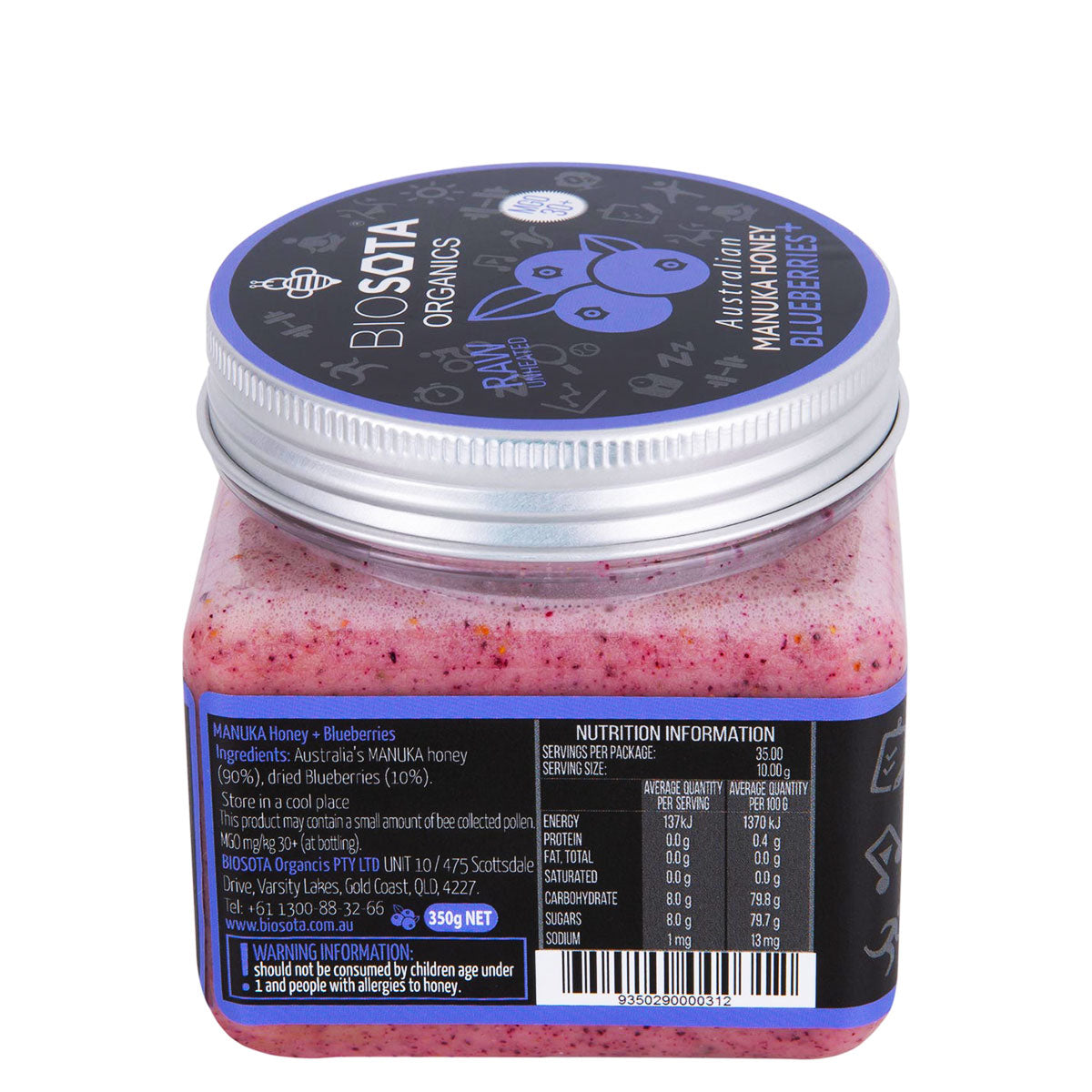 Biosota MGO 30+ Blueberries Honey 350g | Harris Farm Online