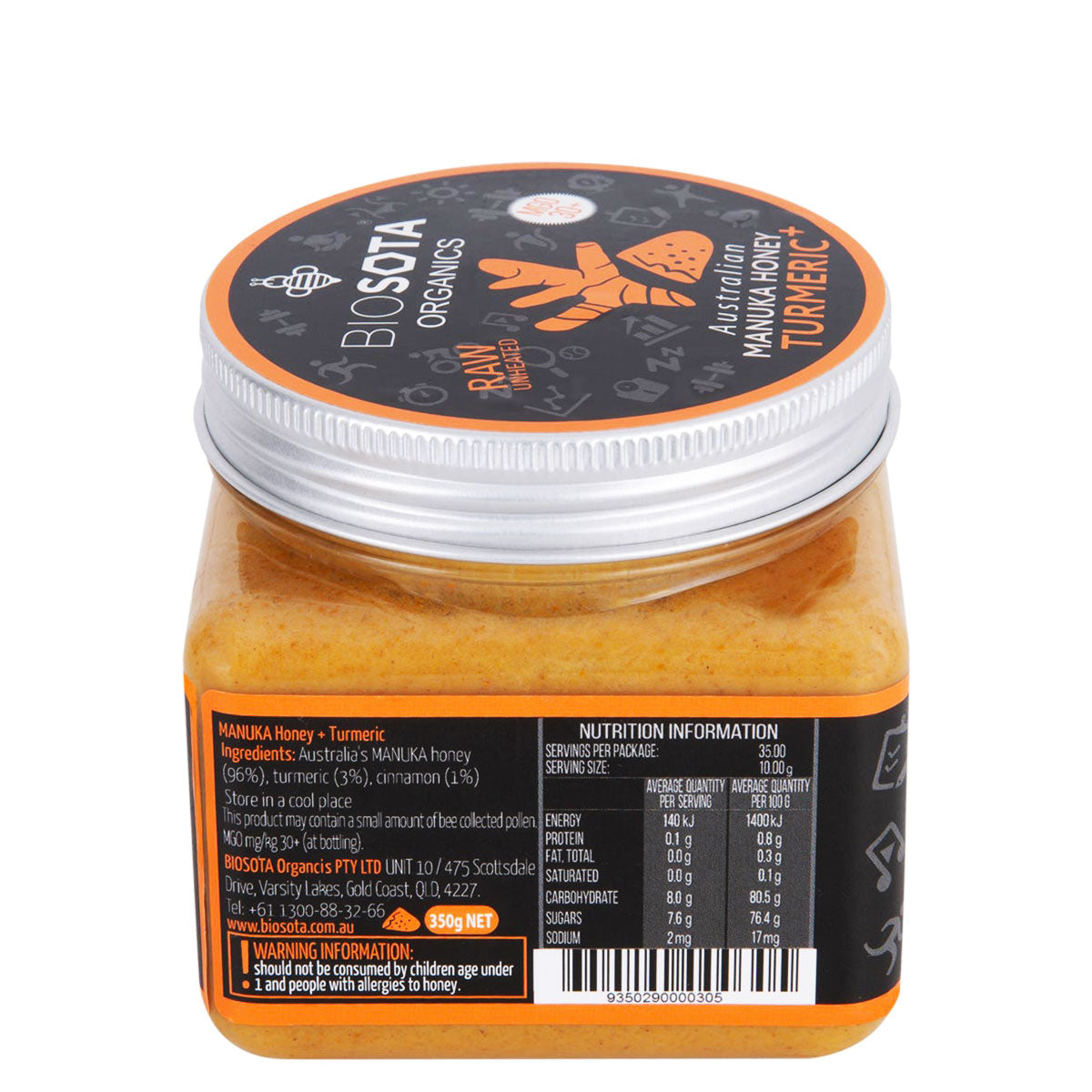 Biosota MGO 30+ Turmeric Honey 350g | Harris Farm Online