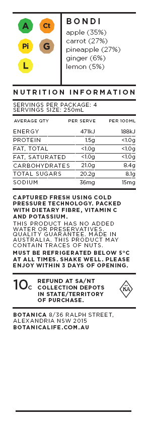 Botanica Cold Pressed Bondi Blend 1L , Frdg1-Drinks - HFM, Harris Farm Markets
 - 2