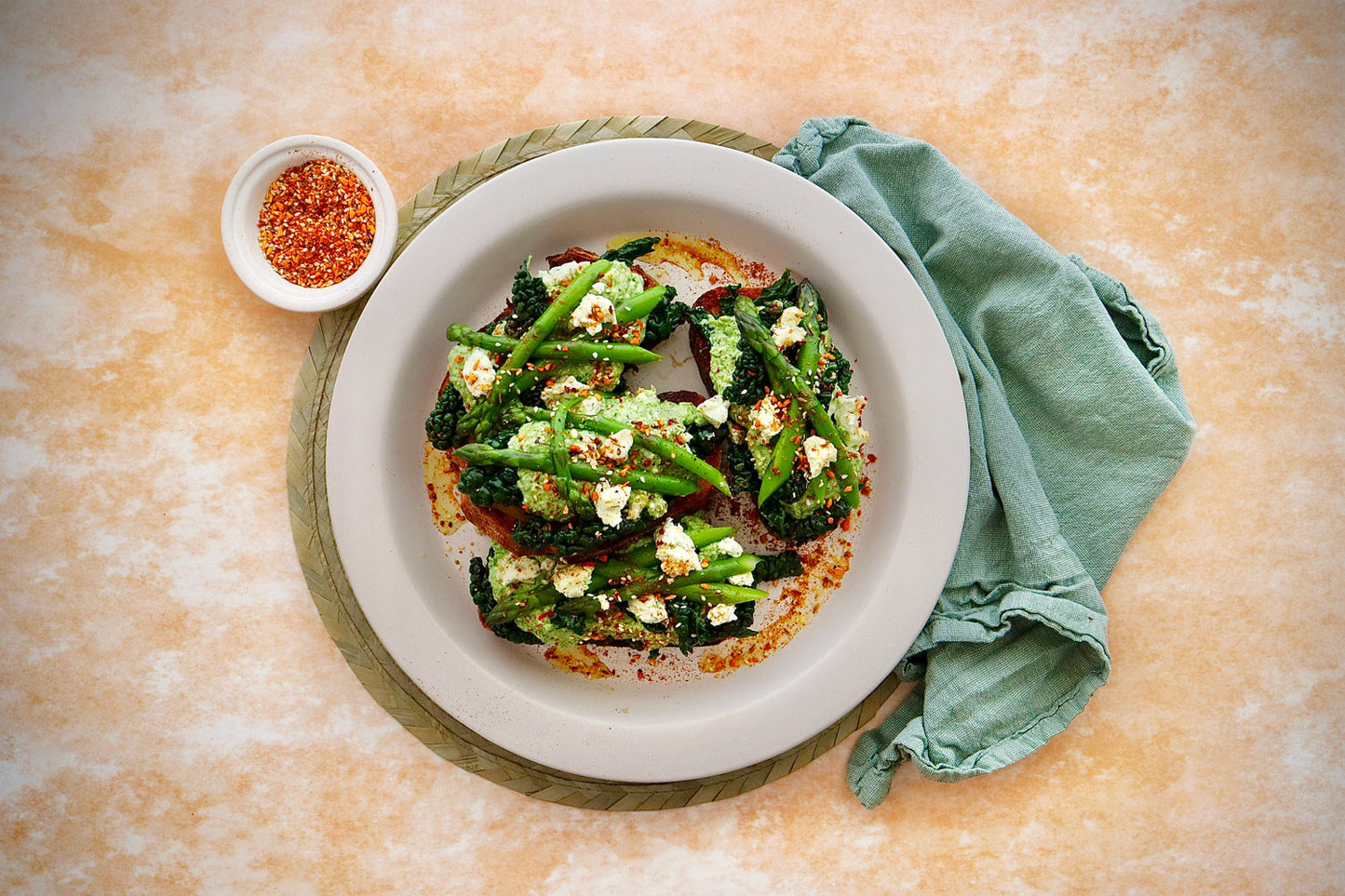 Sourdough Toast - with Ricotta Verde Asparagus Goats Cheese and Dukkah | Harris Farm Online