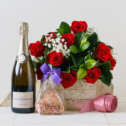 Valentines Day Rose and Champagne Bundle