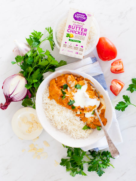 Yummy Karma Classic Butter Chicken with Char Grilled Tandoori Chicken and Basmati Rice | Harris Farm Online