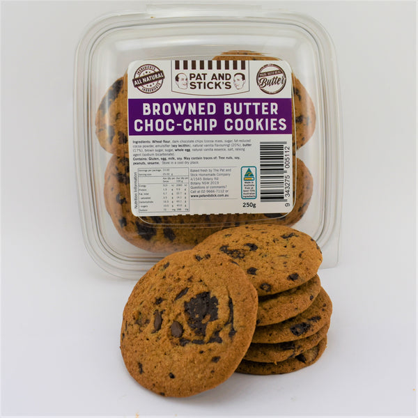 Buy Pat and Stick's Browned Butter Choc Chip Cookies 250g | Harris Farm ...