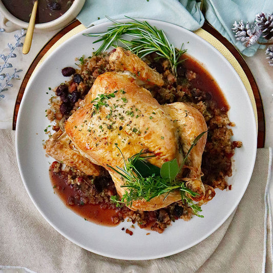 Cranberry and Pancetta Stuffed Roasted Christmas Chicken - with Cranberry Jus | Harris Farm Online