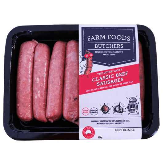Sausages - Beef Classic (500g) Farm Foods