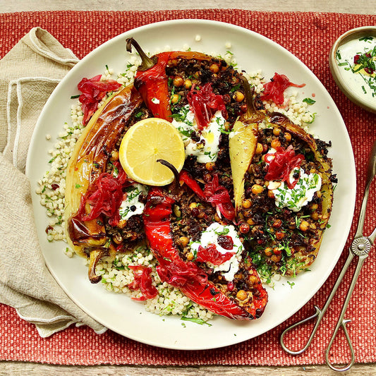 Stuffed Bullhorn Chillies - with Zaatar Lamb and Tzatziki Dressing | Harris Farm Online
