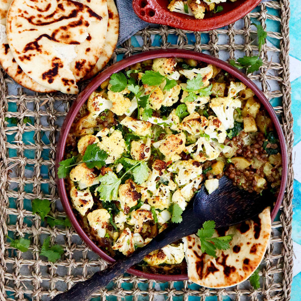 Curried Creamy Lentils - with Roasted Cauliflower and Naan Bread | Harris Farm Online