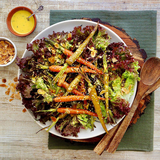 Roasted Carrot Salad - with Red Coral Lettuce and Golden Goddess Dressing | Harris Farm Online