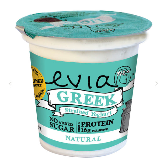 Evia Strained Greek Yoghurt Natural 170g , Frdg2-Dairy - HFM, Harris Farm Markets
 - 1