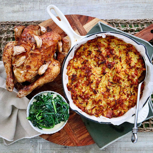 Peri Peri Spiced Chicken - with Potato Rosti and Parmesan Cream Spinach